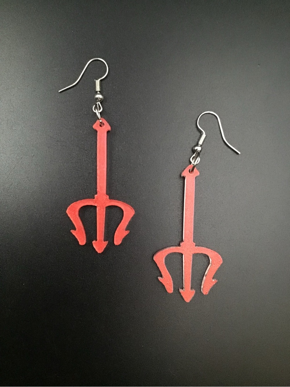 Red Trident Earrings
